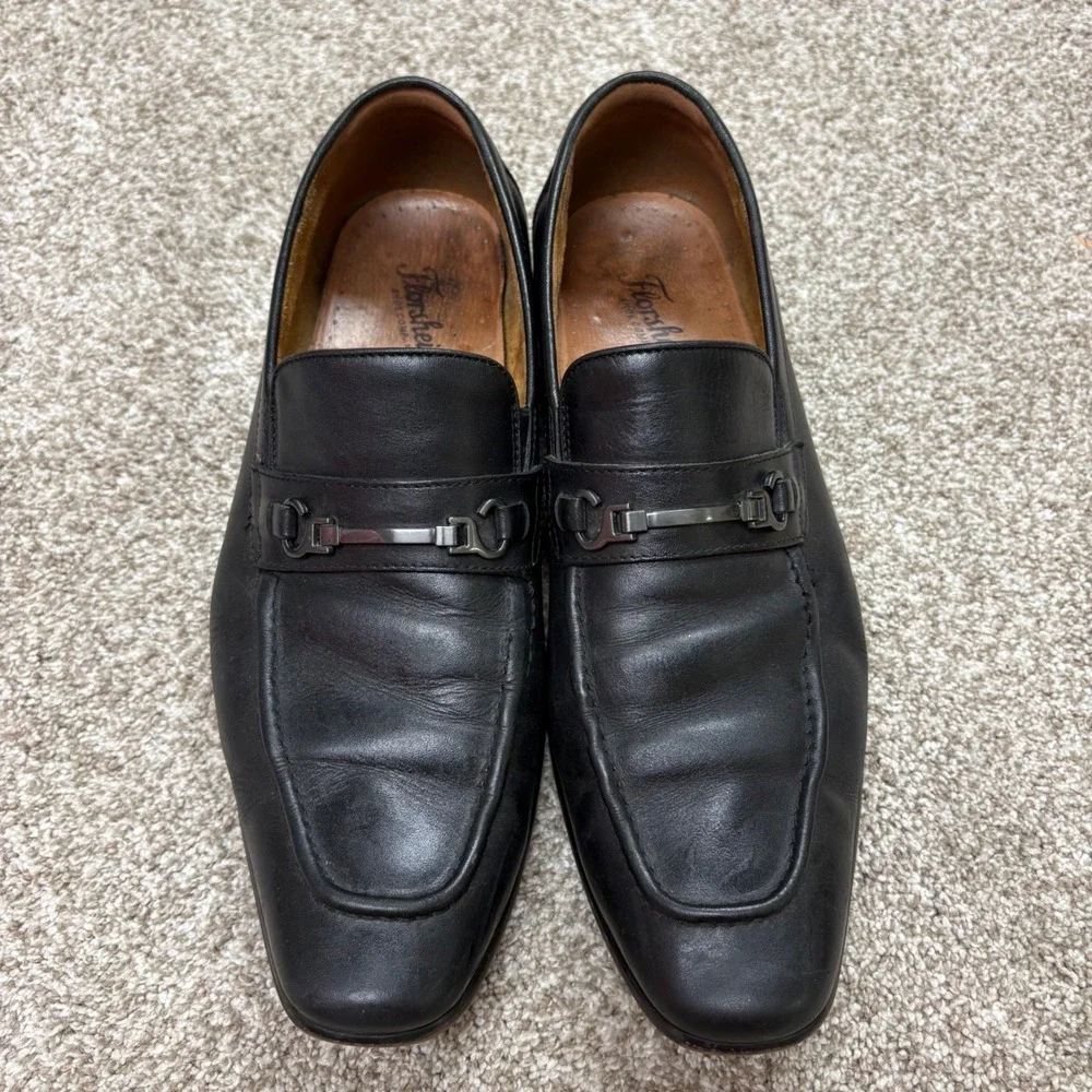 Florsheim Postino Horse Bit Loafers Mens 11.5 D Black Leather Dress Shoes 15184